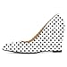 Soireelady Wedge Heel Pumps for Women Round Closed Toe Slip On High Heel Wedges Comfortable Dress Shoes 3.5 Inches Polka Dot US Size 7