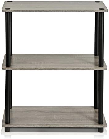 Furinno 10024GYW/BK Open Shelf Rack, Multi-purpose Display Rack, 3 Tiers, Turn-N-Tube, W 23.6 x D 11.4 x H 29.5 inches (59.9 x 29.0 x 74.9 cm), Color: French Oak Gray/Black