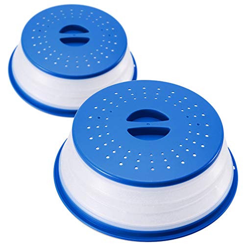 Surakey Copertura per Microonde Pieghevole,2PCS Pieghevole Coperchio per Microonde Copripiatto Ripiegabile per Forno a Microonde e Colino Antischizzi Piastra Copertura per Frutta e Verdura