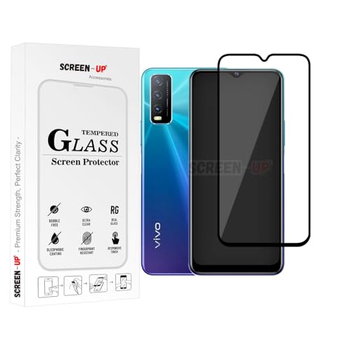 Image of ScreenUp Tempered Glass For Vivo Y20i - Ultra Clear, 9H Scratch Resistant, Full Coverage, Easy Install Screen Protector
