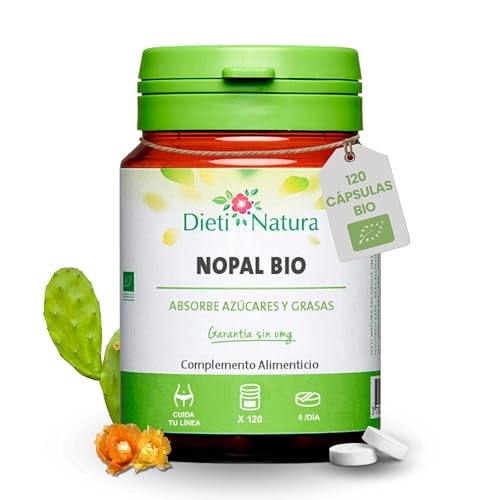 Dieti Natura 120 Comprimidos de Nopal - Favorece el control de apetito y ansiedad - Complemento Natural - Garantía Sin Gluten (120 Comprimidos BIO)