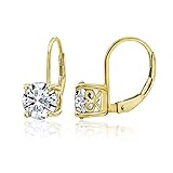 Amazon Essentials Yellow 23K Gold Plated Sterling Silver Infinite Elements Cubic Zirconia Lever Back Earrings (previously Amazon Collection)
