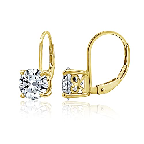 Amazon Essentials Yellow 23K Gold Plated Sterling Silver Infinite Elements Cubic Zirconia Lever Back Earrings (previously Amazon Collection)