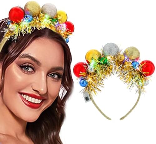 Light Up Mouse Ears Headband – LED Bat Hairband With Glitter Bow For Halloween & Rave Parties