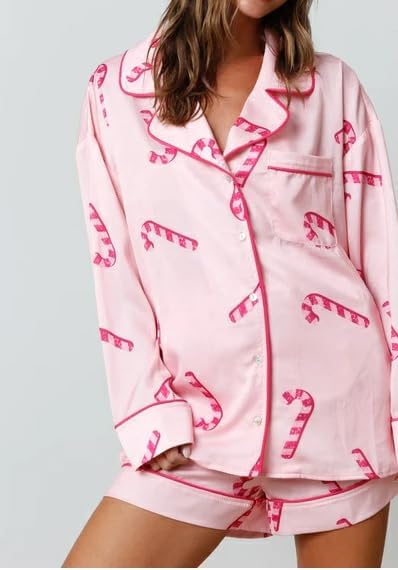 LILTWIST Women Christmas Santa Pajamas Cute Xmas Tree 2 Piece Pjs Shorts Set Martini Long Sleeves Pj Shirts Sets Loungewear - Image 3