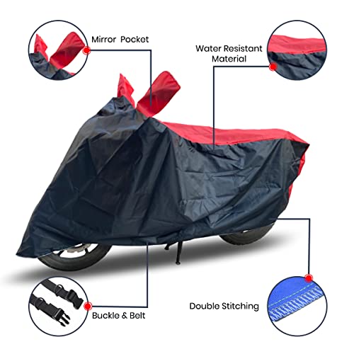 Image of Hunter 350 Two Wheeler Bike Cover Accessories - Dustproof - UV Protection - Premium Bike Cover Black Red