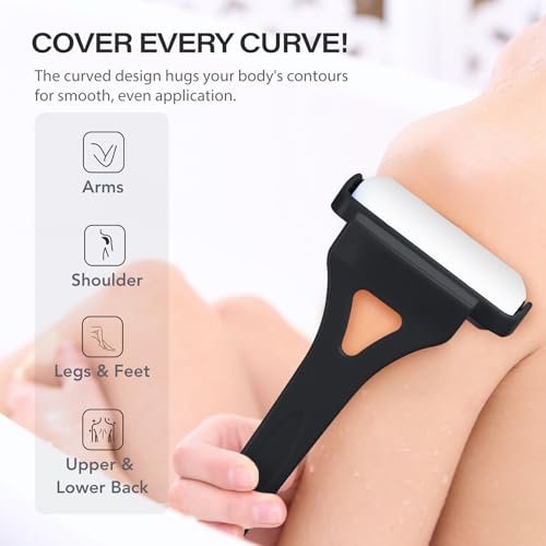 ETbyto Lotion Applicator for Back & Body, Sunscreen Application Roller （3 Reusable Foam Rollers）with Long Reach Folding Handle - Apply Lotion, Moisturizer, Cream, Ointment, Self Tanner,Black - Thumbnail 5