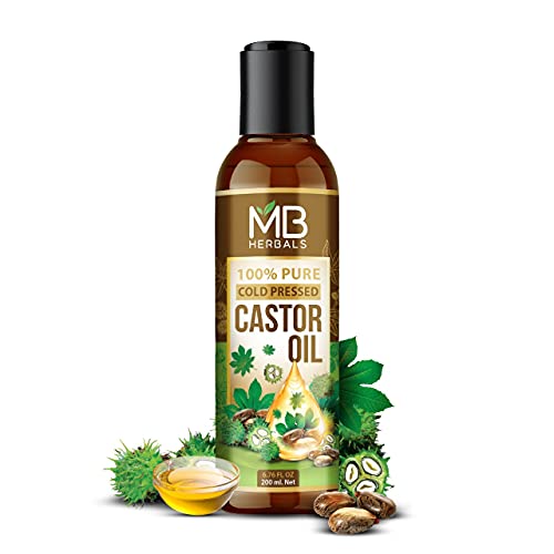 MB Herbals Castor Oil 6.72 fl oz (200 ml) | Cold Pressed Hexane-Free Unrefined & Raw | For Deep Skin Moisturizing Hair Growth Soft Lustrous Hair