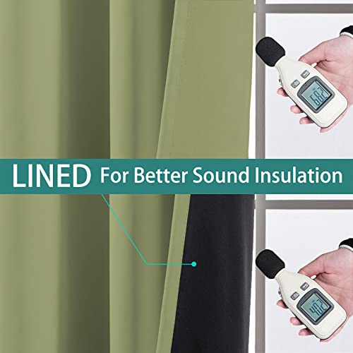Image of Yakamok Total Blackout Curtains, 2 Thick Layers Completely Blackout Thermal Insulated Drapes with Black Liner for Bedroom(52Wx84L, Sage, 2 Panels)