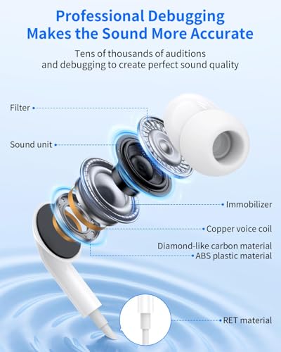 In-ear hoofdtelefoon voor iPhone, MFi-gecertificeerd, hoofdtelefoon met kabel, hifi-audio stereo, met aansluiting microfoon en volumeregeling, hoofdtelefoon Lightning met iPhone 14/14 Pro/13/12/11/XS - Afbeelding 3