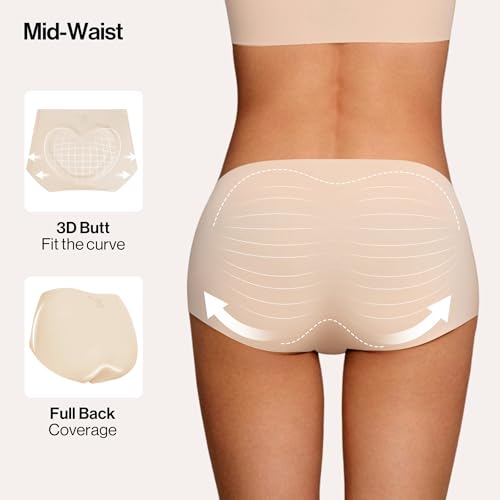 Womens Seamless Underwear Moderate Coverage Briefs Comfortable No Show Bikini Panties for Leggings Yoga Workout2