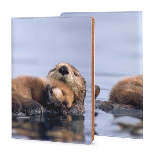 FekiLoot Lazy And Relaxing Otter PU���U�[�m�[�g�u�b�N�J�o�[ �l�ߑւ��\ A5 32K �m�[�g�u�b�N�X���[�u 8.1x5.6�C���` �t���b�g�Ԃ��_�C�A���[�K�[�h �ϖ��ՃV�F�� �ė��p�\ �����̃I�t�B�X�ł̎��M�v���