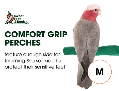 Sweet Feet And Beak Comfort Grip Safety Perch For Bird Cages - Patented Pumice Perch For Birds To Keep Nails And Beaks In Top Condition - Safe Easy To Install Bird Cage Accessories - M 8.5" #TOP1