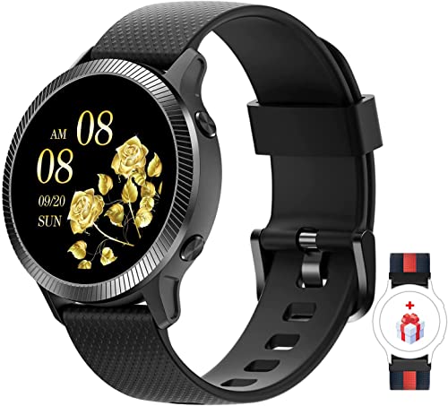 IOWODO Smartwatch IP68 Fitness Tracker Uhr Touchscreen Damen Uhren Watch für Android IOS, IP68 Aktivitätstracker mit Blut Sauerstoff Pulsmesser Schlafmonitor Sportuhr Musiksteuerung (Schwarz)