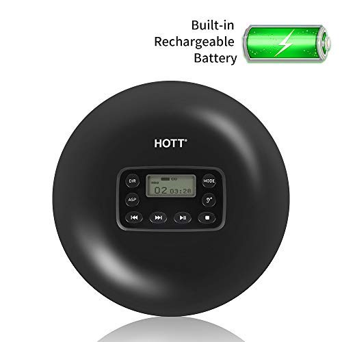 Rechargeable Portable CD Player, HOTT Personal Compact Player with Headphones, Walkman CD Player Anti-Scratch Skip Protection, USB Charging Cable LCD Display Disc Player