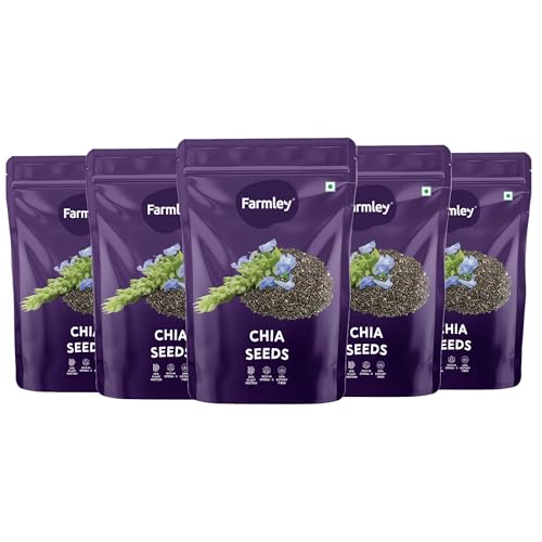 Image of Farmley Chia Seeds 200g I Seeds for Eating | Seeds for Weight Management | Rich in Calcium, Protein & Fibre (Pack of 5)