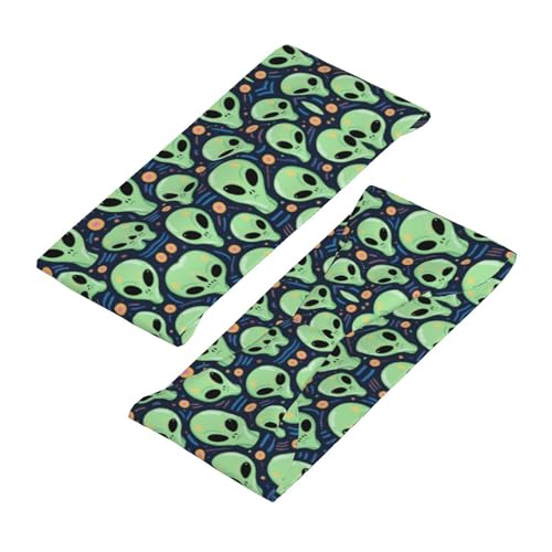 Boys Girls Sports Sweatbands, Multipurpose Long Head Band for Yoga Fitness Shower, Fashion Aliens Faces Alien 90S Style Art Headwear Head Decor4