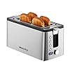 Mecity 4 slice toaster long slot toaster with countdown timer bageldefrostreheatcancel functionswarming rack removable tray 6 browning settings extra wide slots stainless steel 1300w  urban country home decor