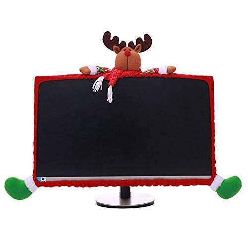 PartyYeah Christmas Monitor Cover, Elastic Xmas Decorations Reindeer Border, Laptop