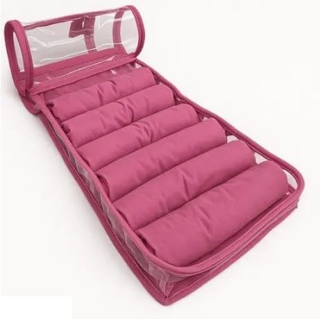 Image of SNA Satin Six Roll Bangle Case Bangle Box Vanity Box (Pink)