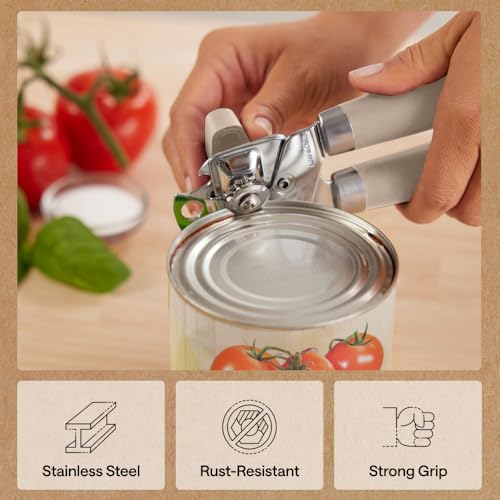 GORILLA GRIP Heavy Duty Stainless Steel Smooth Edge Manual Can Opener and Bottle Openers, Soft Comfortable Handle, Oversized Handheld Turn Knob, US Designed Multifunctional Kitchen Tool, Almond #4