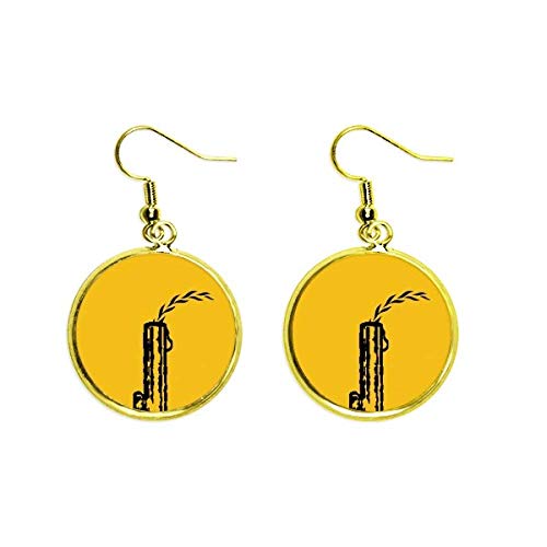 Pendientes largos de la paz con diseño de arma contra la guerra y rama de olivo para mujer