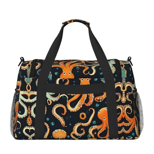 Color octopus print Weekender Overnight Carry On Bag Gym Luggage Bag Duffel Bag for Travel Women2