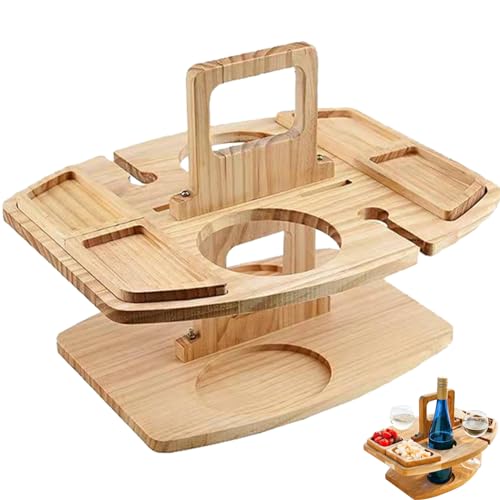 Table de pique-nique stable anti-renversement avec porte-verre en bois
