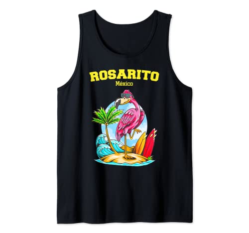 Rosarito Flamingo México Playa Ola Tabla de surf Camiseta sin Mangas