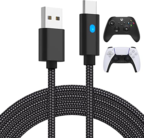 Image of TCOS TECH PS5 Controller Charging Cable USB Type C Cable 3 Meter 3 M /10 Ft Controller USB Cable Extra Long Type C USB Fast Charging Cord for Playstaion 5 PS5, Xbox Series X /S, Android Phones - Black