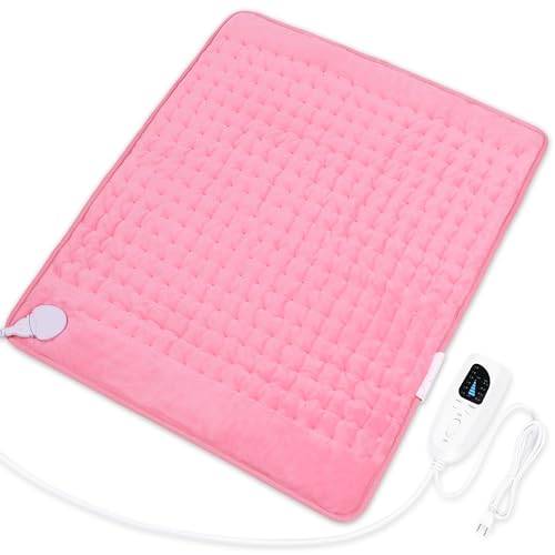 Image of Deepsoon Heating Pad,Electric Heating Pads for Back,Neck,Abdomen,Moist Heating Pad for Shoulder,Knee,Arms,Legs,Dry/Moist Heat & Auto Shut Off,Christmas Gifts for Men and Women,BabyPink,24x20 Inch