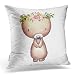 Emvency Decorative Throw Pillow Cover Square Size 18x18 Inches Baby Nursery Boho Woodland Bear Floral Girl Pillowcase With Hidden Zipper Decor Cushion Gift For Home Sofa Bedroom Couch Car