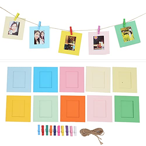 Cadre Photo en Papier Coloré 10 Pièces Cadre Photo Créatif Bricolage avec Mini Clips pour Modèles D'appareils Photo Instax Mini 11/7+/8/25/50s/90/26/8+/9, Articles de Bonne Qualité et Peu Coûteux Adap