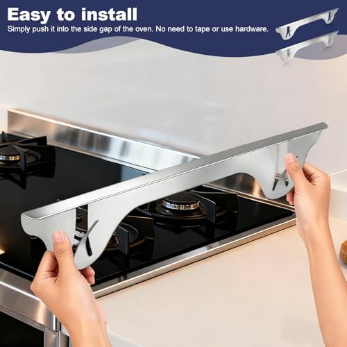 Image of Upgrade 316 Stainless Steel Stove Gap Covers (2 Pack, 23.4 inch, Silver), Heat-Resistant Stove Gap Filler for Kitchen Counter and Stovetop, Range Trim Kit Oven Gap Guard Between Stove and Counter