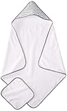 American Baby Company Terry Hooded Towel Set Made with Organic Cotton, White with Gray Zigzag, for Boys and Girls