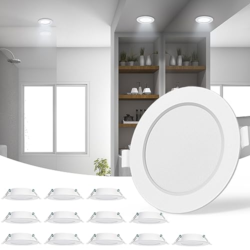 Aigostar Foco empotrable led techo,Iluminacion 9W equivalente 72W, 12 pack Downlight Led Techo Redondo, 6500K Luz blanca fria, Ojos de buey de led, Ф118-128mm