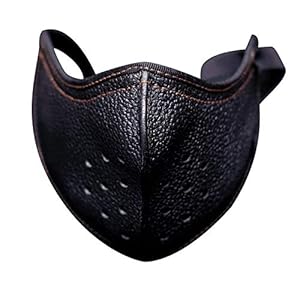 Riou Herren Motorrad Leder Gesichtsmaske Schwarz