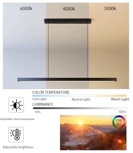Lámpara lineal para restaurante y comedor moderno con luz LED regulable de diseño negro 6