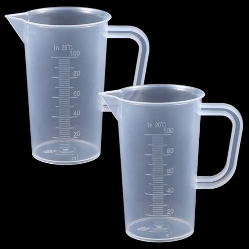 2 Stück 100ml Messbecher Set, Kunststoff Mini Transparent Messbecher Präzisionsmessbecher mit Waage, Mini Meßbecher Dosierhilfe für Waschmittel, Küche Backen, Labor, Kochen