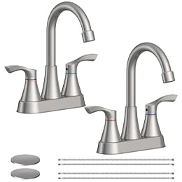2 Pack Brushed Nickel Bathroom Faucet 3 Hole 4 Inch Bathroom Sink Faucets
