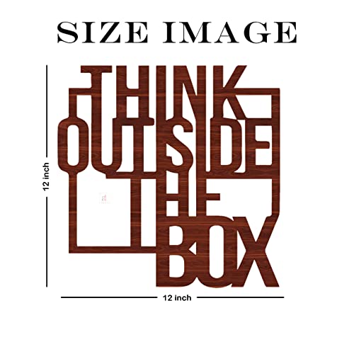 Image of Art Street Think Outside The Box Brown MDF Plaque Cutout Ready To Hang For Home Office Wall Art Decor, Wall Art Hanging Decorative Item, Home Decoration Size -12 x 12 Inches