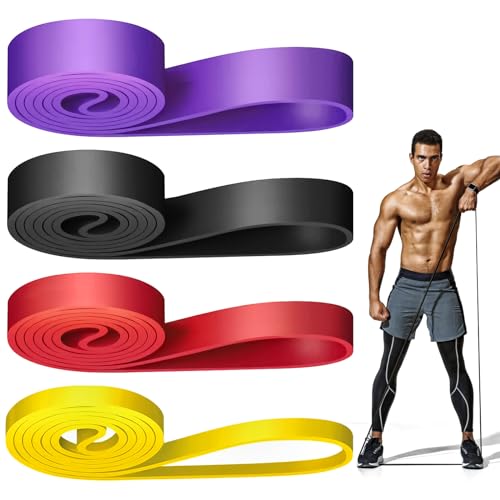 WuGU 4 PCS Banda Elástica de Musculación, 4 Niveles de Resistencia en Bandas Elásticas de Musculación, Bandas Fitness Gomas Elásticas para Deporte, Pilates, Yoga, Musculación, Hombres y Mujeres