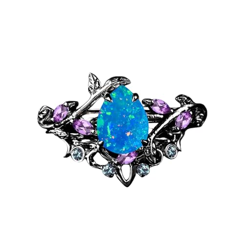 S925/10K/14K/18K Solid Gold Pear Gemstone Vintage Engagement Ring Set Leaf Unique Vine Gemstone Wedding Anniversary Ring Set Black Gold Bridal Ring Set