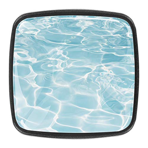 4pcs Glass Cupboard Cabinet Door Knobs Drawer Pulls Handle Sea Water Blue