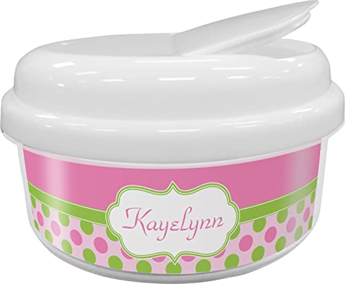 Personalized Pink & Green Dots Snack Container