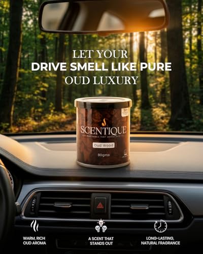 Image of Oud Wood Car Perfume Gel | Premium Luxury Car Fragrance | Long Lasting Car Air Freshener | 50+ Days | IFRA Certified | Cup Holder Design