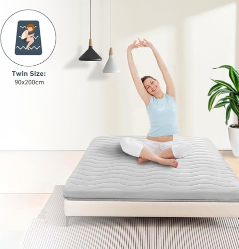 مرتبة ارضية فوتون يابانية مقاس 90 × 200 سم من بابوريتش، فوم مريح عالي الكثافة بنسبة 100%، مرتبة تاتامي بسمك 5 سم قابلة للطي، مثالية للراحة والدعم