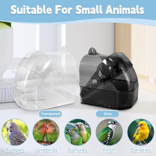 Image of Bird Bath Box for Cage Birds Bathtub Container Parrot Bathing Tub with Hanging Hooks Small Animals Transparent Acrylic Bathroom for Parakeet Pet Brids Canary Budgies Parrot（Transparent）