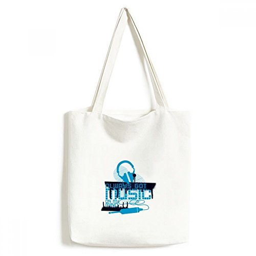 Sac cadeau artisanat bleu avec motif casque de musique idée originale multicolor 33x40