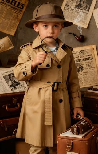 Image of Betusline Boys Waterproof Trench Coat Double Breasted Classic Belted Outwear Jacket Dress Coats